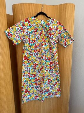 Marni Multicolor Floral Shift Dress with Aqua and Coral Accents